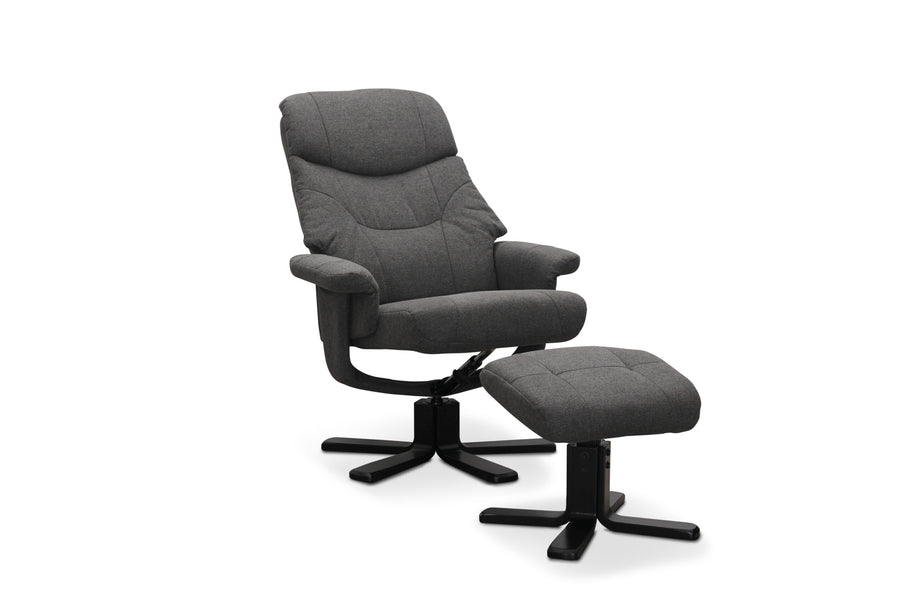 Bremen fåtölj med fotpall mörkgrått tyg
