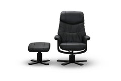 Bremen fåtölj med fotpall svart läder/PU