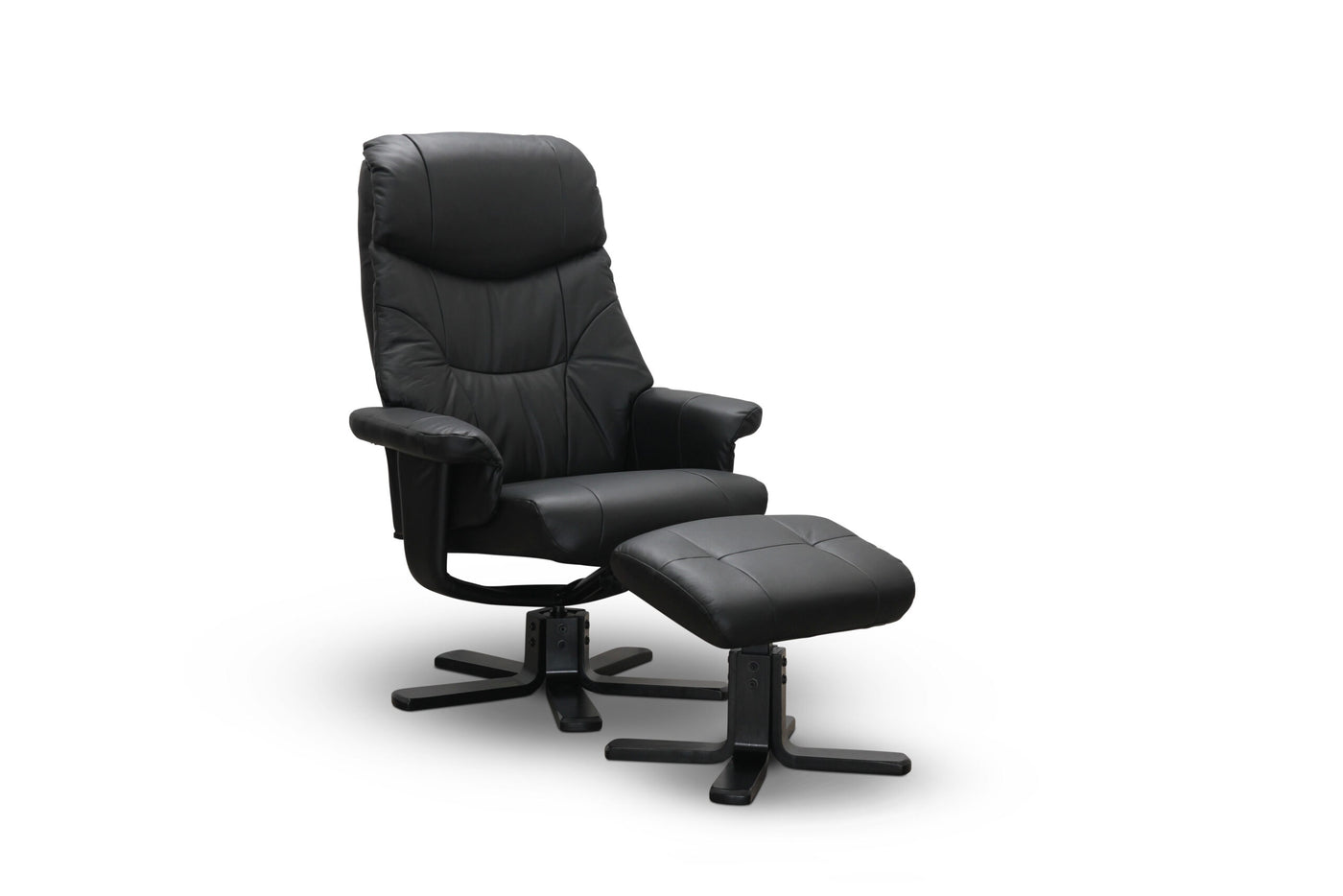 Bremen fåtölj med fotpall svart läder/PU