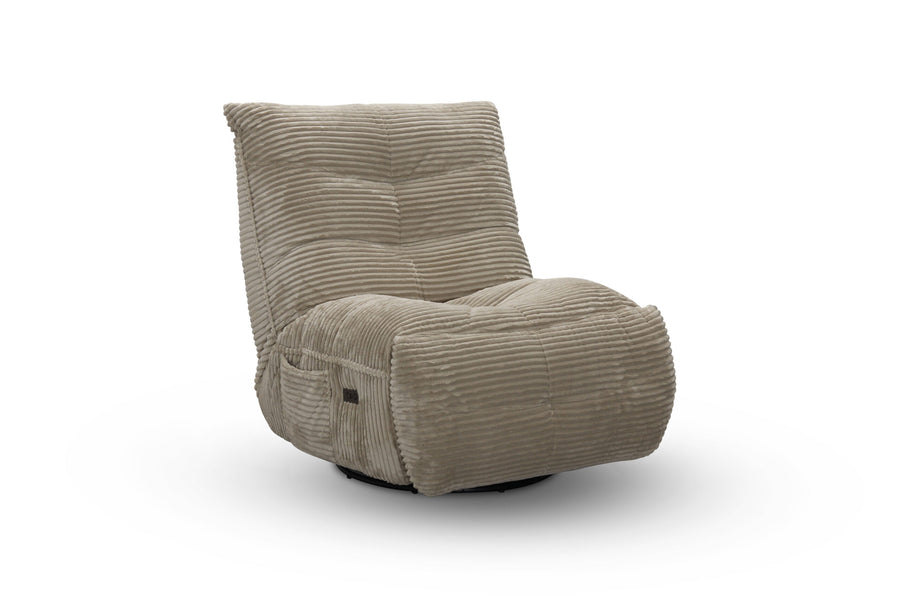 Dakota snurrfåtölj med el-recliner tyg beige