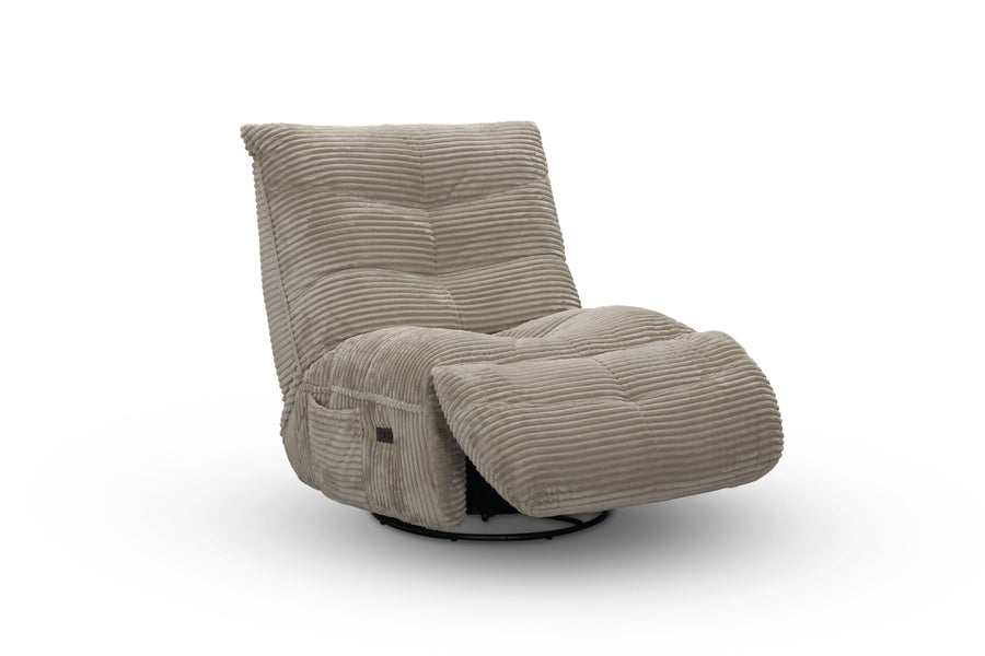 Dakota snurrfåtölj med el-recliner tyg beige