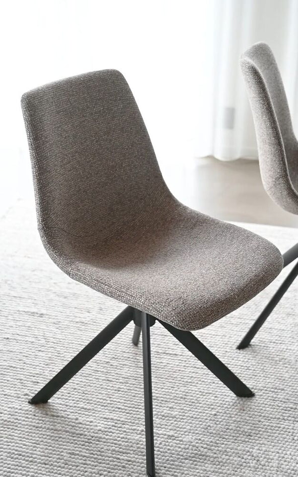 Dunmore stol ljusbeige tyg/svart metall snurr-tilt 2-pack