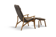 Gotland fåtölj med fotpall fårskinn beige/ek