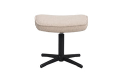 Jenkins fåtölj+fotpall beige tyg/svart metall snurr, gung