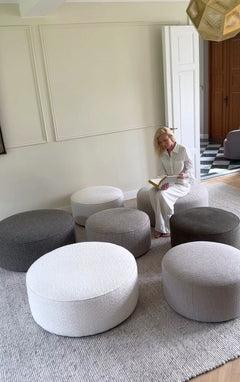 Joplin sittpuff Ø70 ljusbeige tyg Alice #01