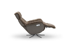 Lissabon reclinerfåtölj med elektrisk funktion beige fårskinn
