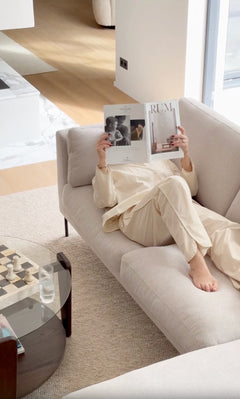 Corwin soffa 3-sits ljusbeige tyg Rita #1