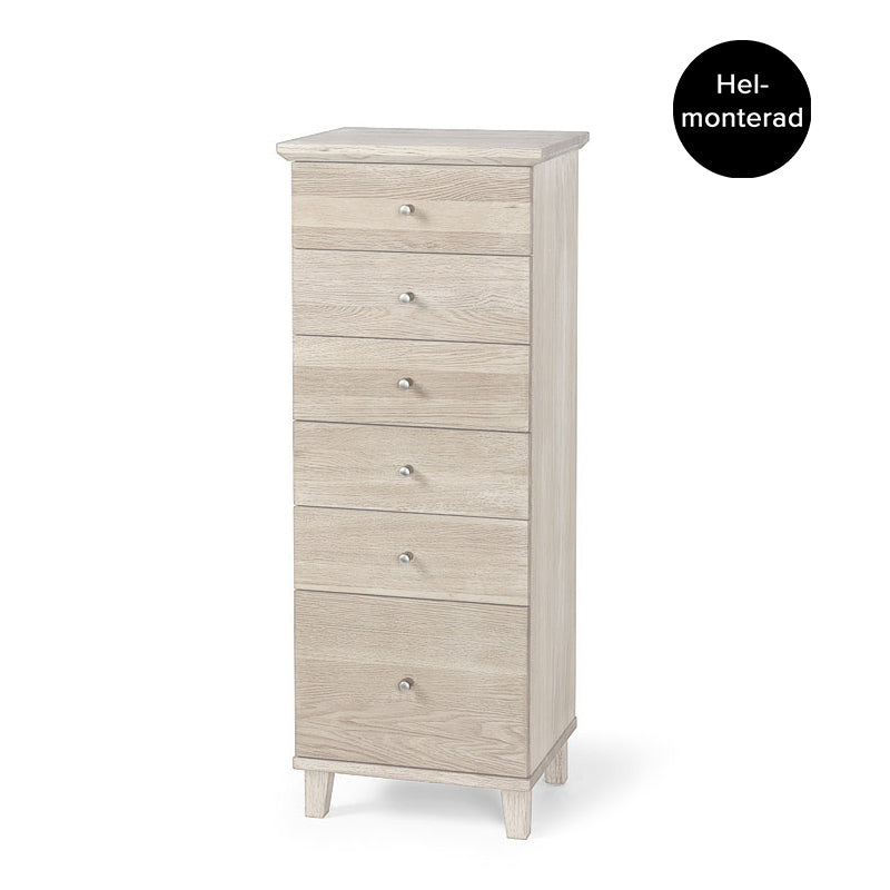 Zitti hallbyrå 6-lådig vitoljad ek