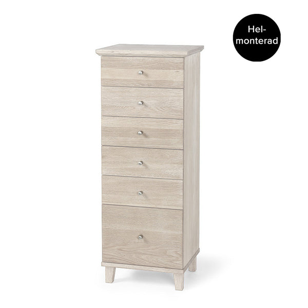 Zitti hallbyrå 6-lådig vitoljad ek