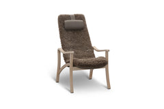Gotland fåtölj med fotpall fårskinn beige/vitpigmenterad ek
