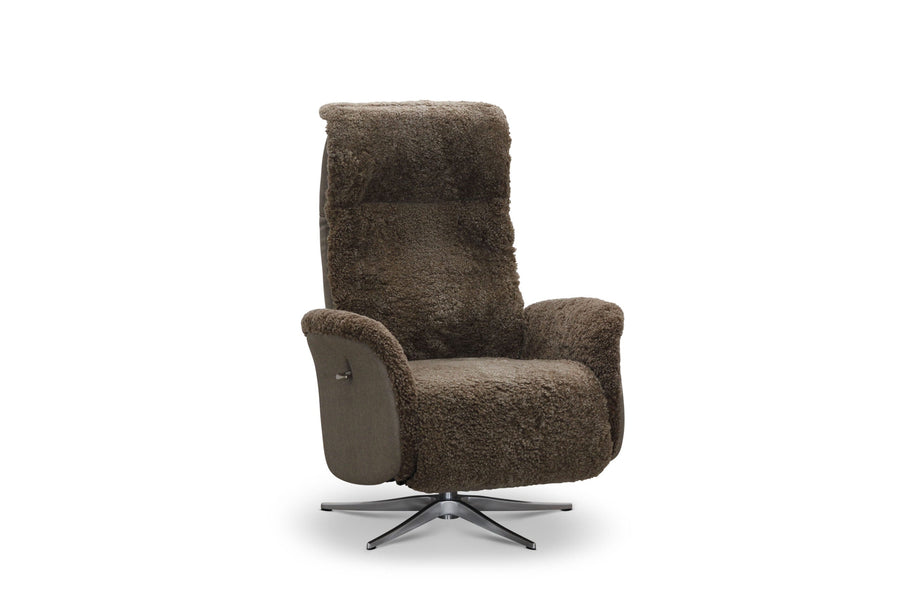 Tofta reclinerfåtölj fårskinn beige
