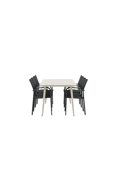 Matbordet Lina och stolarna Santorini