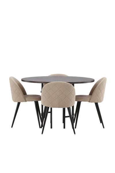 Matbordet Copenhagen och stolarna Velvet