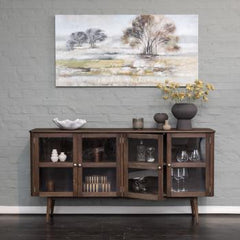 Löderup sideboard vitrin 4 glasdörrar rökbetsad ek