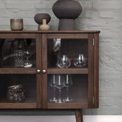 Löderup sideboard vitrin 4 glasdörrar rökbetsad ek