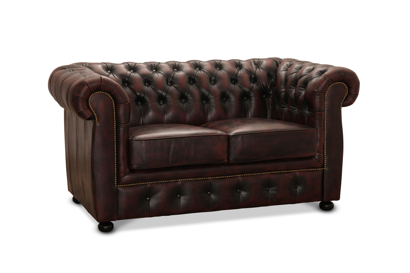 Liverpool soffa 2-sits läder oxblod