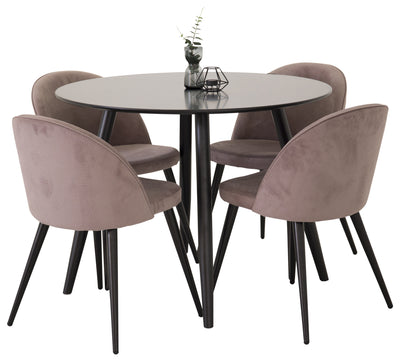 Matbordet Plaza och stolarna Velvet