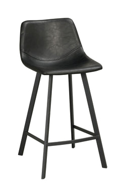 Auburn barstol svart konstläder/svarta metall ben 2-pack