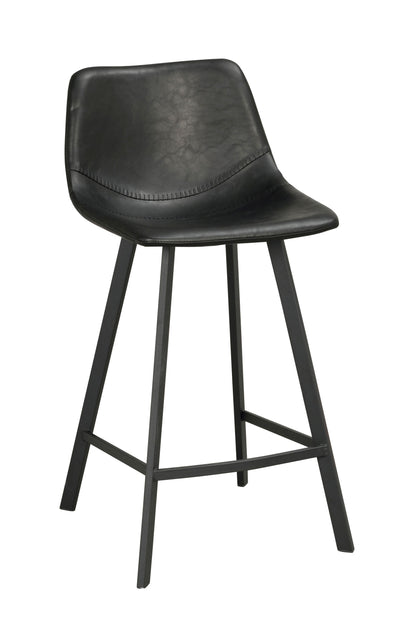 Auburn barstol svart konstläder/svarta metall ben 2-pack