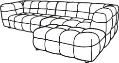 Kendall 3-sits med divan höger beige bouclé