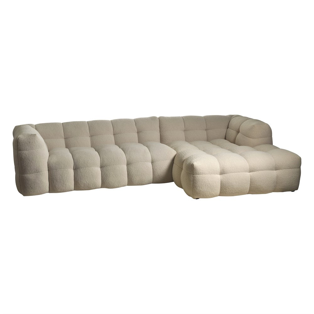 Kendall 3-sits med divan höger vit teddy