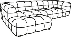 Kendall 3-sits med divan vänster beige bouclé