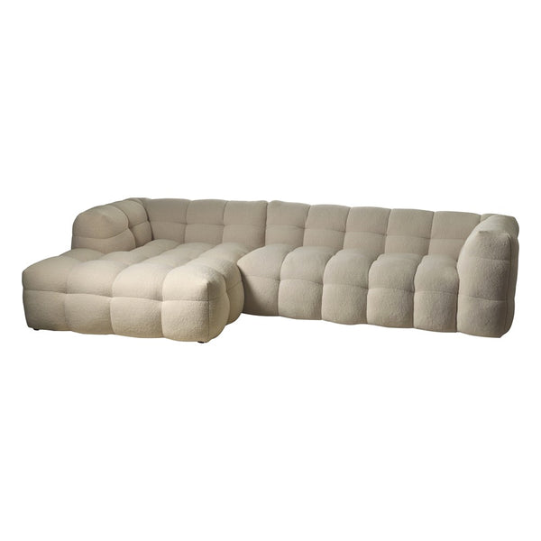 Kendall 3-sits med divan vänster vit teddy