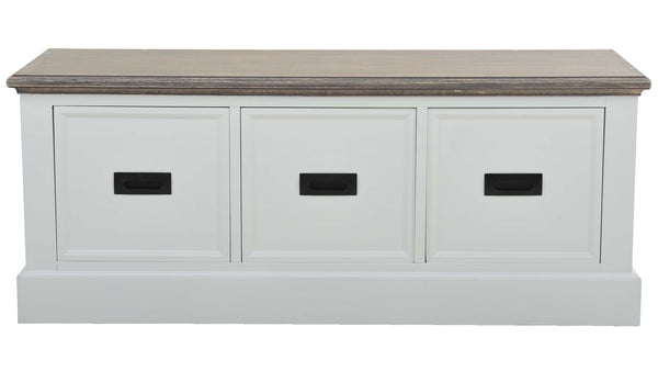 Knight bänk med 3-lådor vit/grå