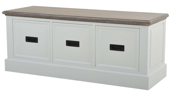 Knight bänk med 3-lådor vit/grå