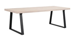 Brooklyn matbord 220x95 vitpigm ek/U-ben svart met