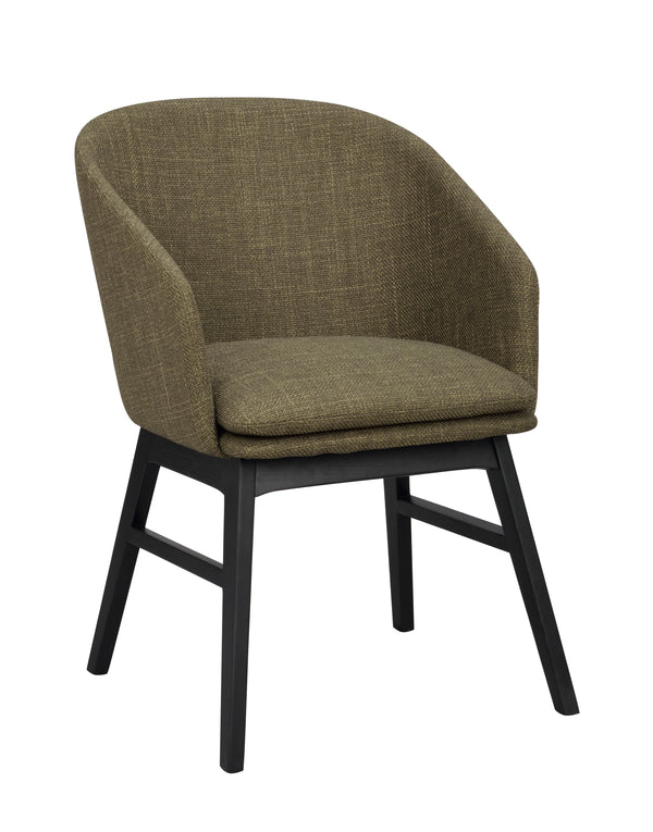 Windham karmstol grönt tyg/svarta ekben 2-pack