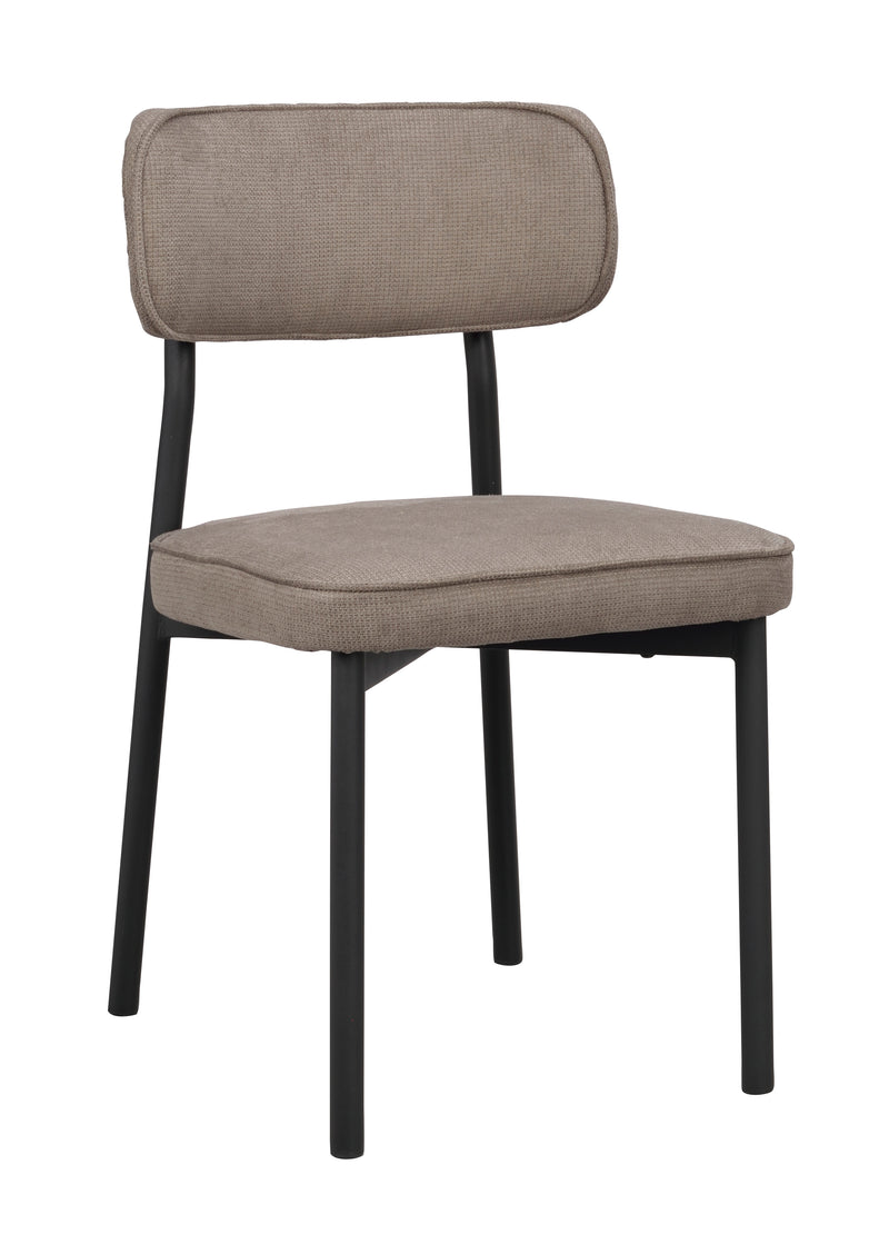 Paisley stol grå-brunt tyg/svart metall 2-pack