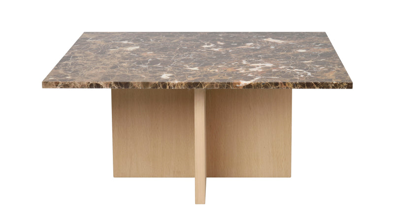 Brooksville soffbord kvadrat 90x90 brun marmor/vitpigment ek