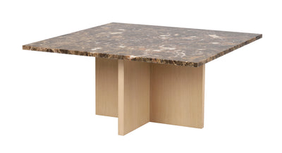 Brooksville soffbord kvadrat 90x90 brun marmor/vitpigment ek