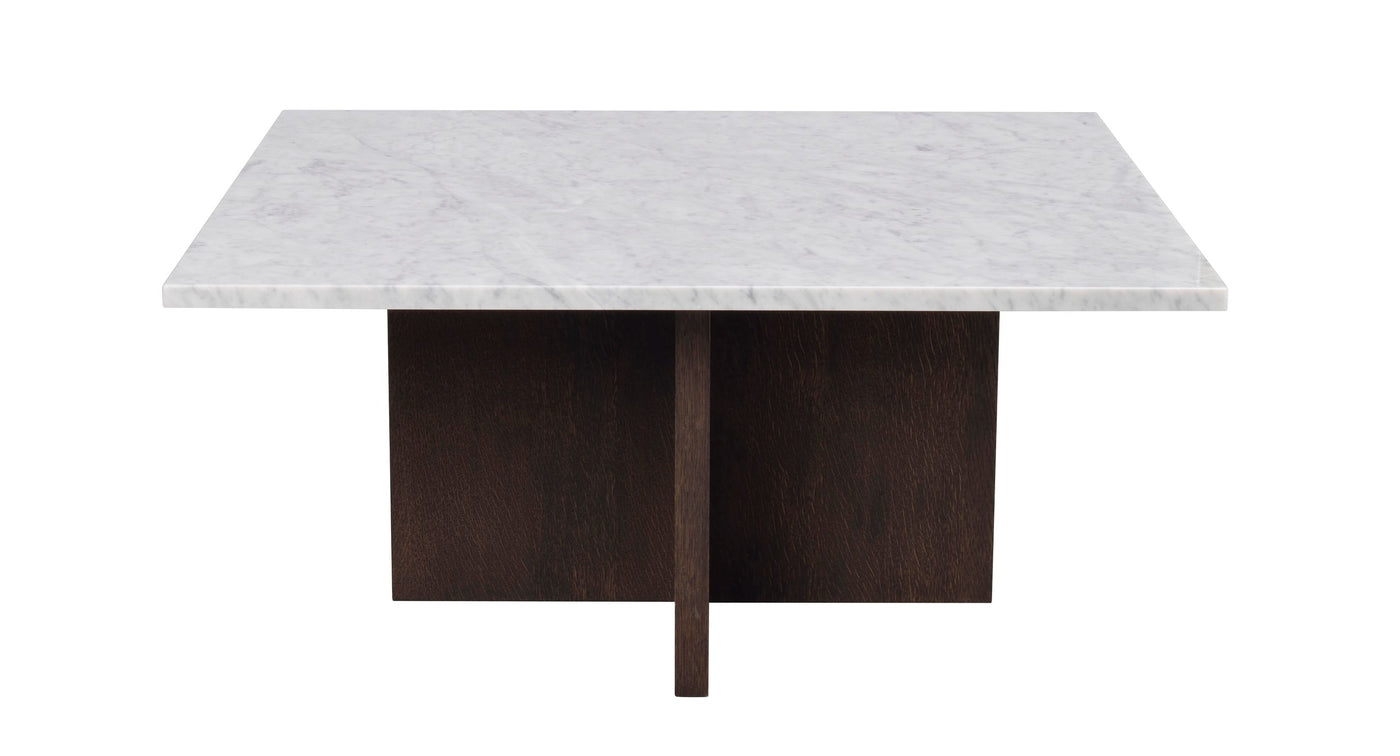 Brooksville soffbord kvadrat 90x90 vit marmor/brun ek