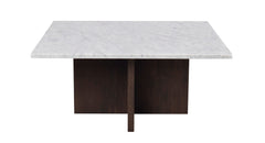 Brooksville soffbord kvadrat 90x90 vit marmor/brun ek