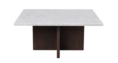 Brooksville soffbord kvadrat 90x90 vit marmor/brun ek