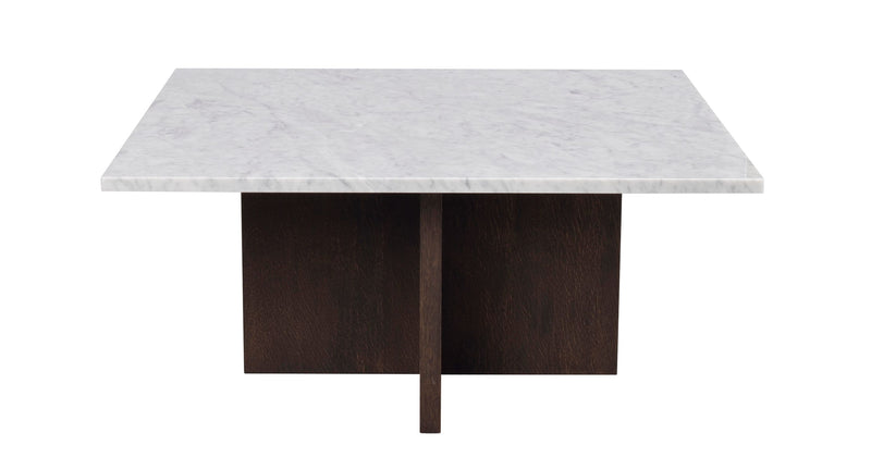 Brooksville soffbord kvadrat 90x90 vit marmor/brun ek