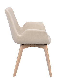 Drimsdale karmstol beige tyg/vitpigmenterade ekben 2-pack