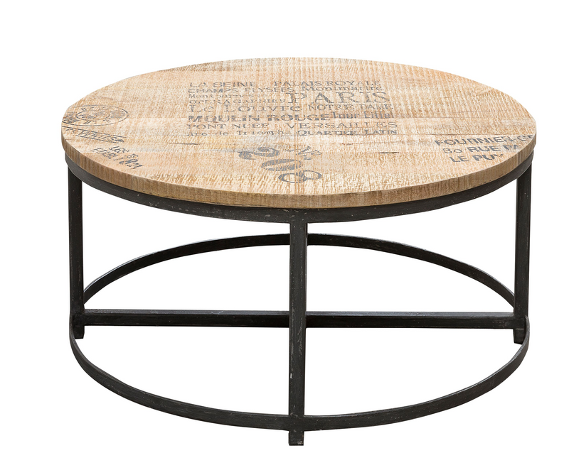 Tessa soffbord med text trä/svart Ø60 cm