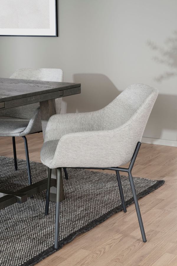 Haley karmstol ljusgrått tyg/svarta metall ben 2-pack