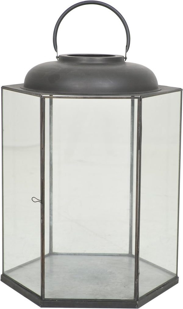 Heksagon lanterna svart