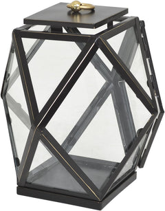 Diamant lykta antiksvart/mässing, stor