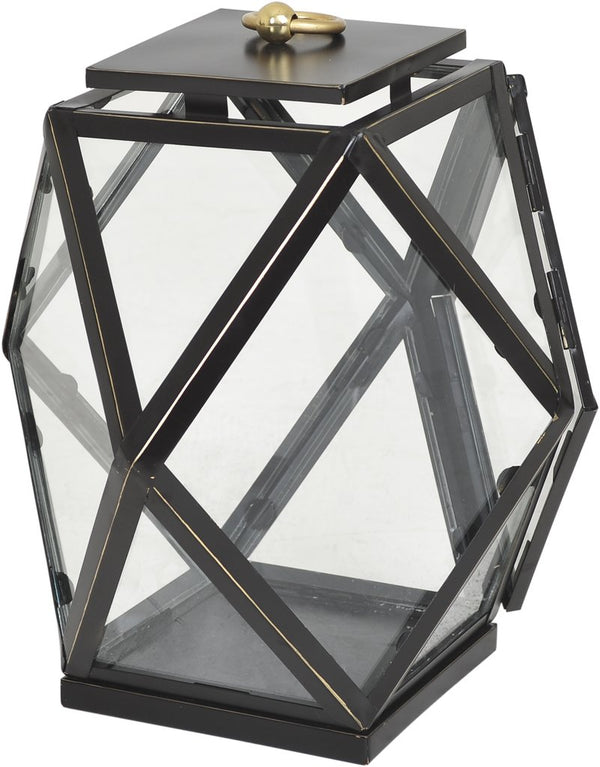 Diamant lykta antiksvart/mässing, stor