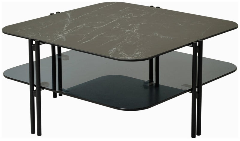 Sivan soffbord svart keramik/glas 80x80 cm