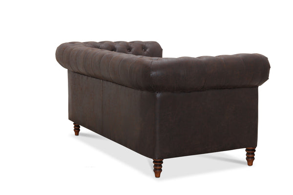 Cambridge 2-sits chesterfield soffa brunt vintage tyg