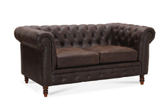 Cambridge 2-sits chesterfield soffa brunt vintage tyg