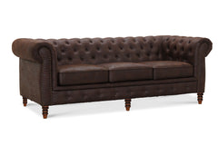 Cambridge 3-sits chesterfield soffa brunt vintage tyg
