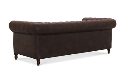 Cambridge 3-sits chesterfield soffa brunt vintage tyg