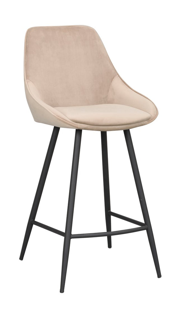 Sierra barstol beige sammet/svarta metallben 2-pack